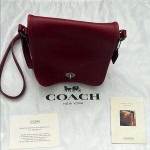 Coach Red Crossbody Bag with Flap Closure